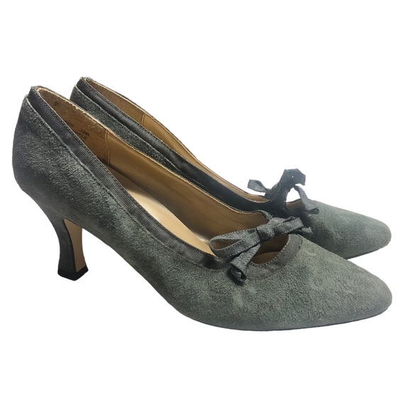 Carriage Court Gray Suede Heels - Picture 3 of 12